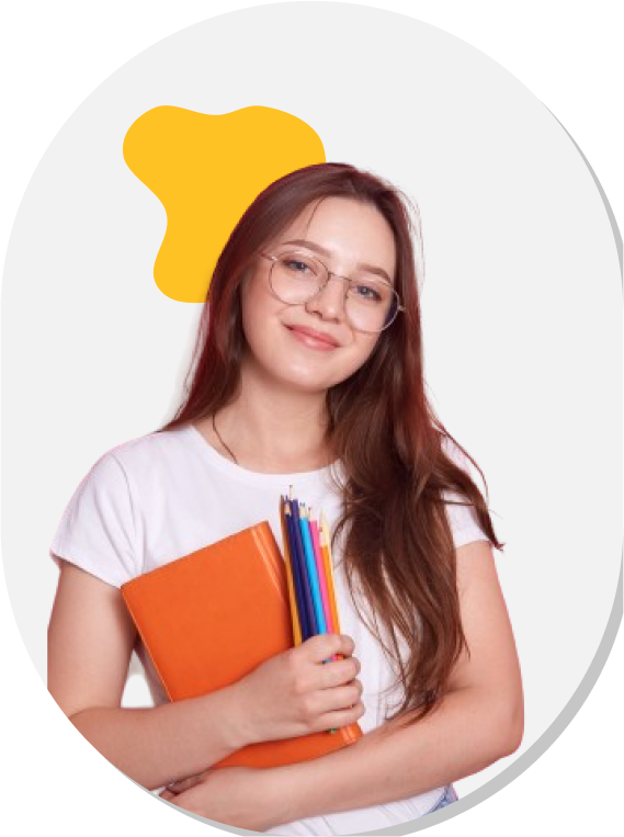 Student with books and supplies